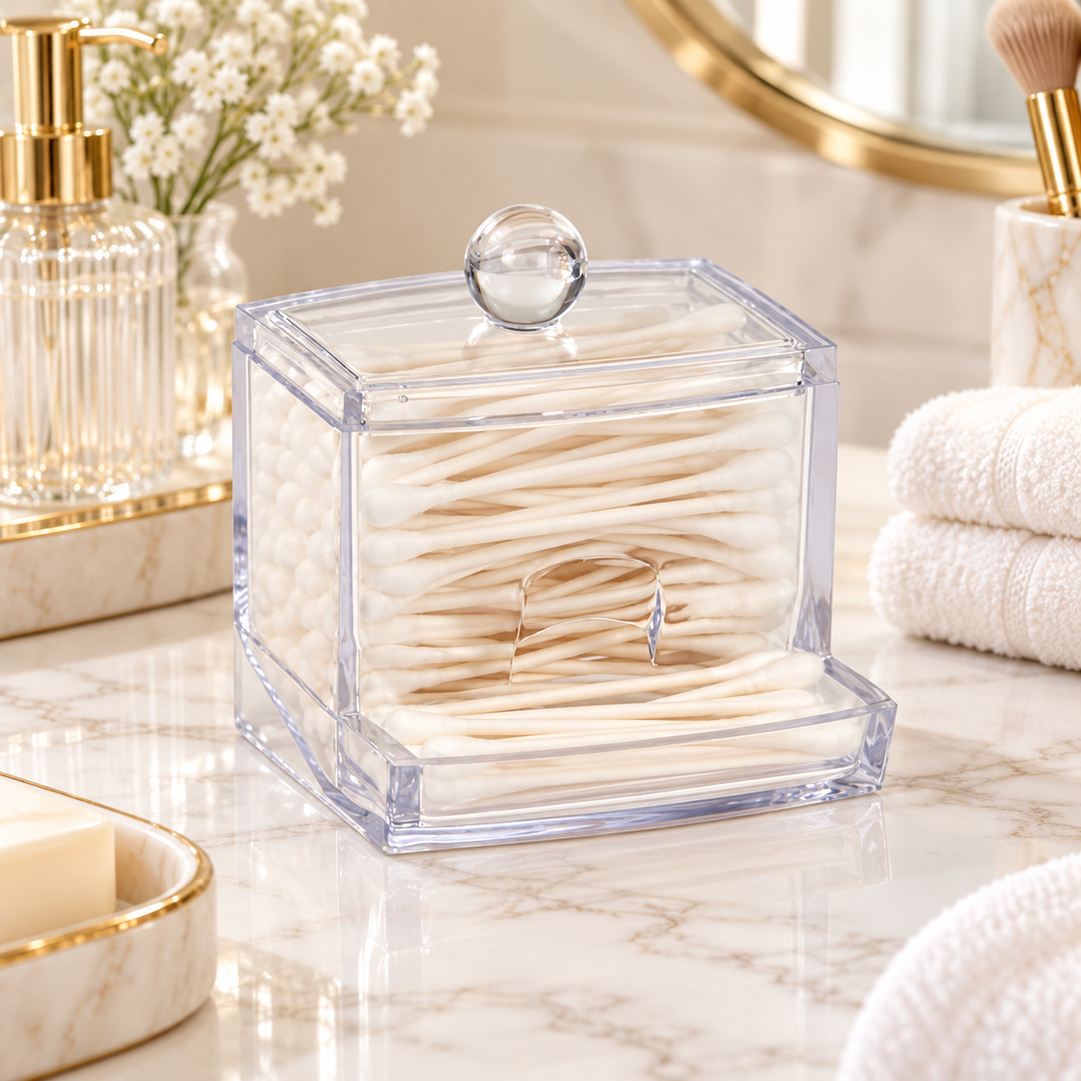HANDYVARO® Clear Cotton Swab Dispenser