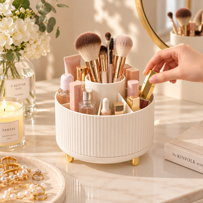 HANDYVARO® Ribbed Makeup Brush & Cosmetics Organizer