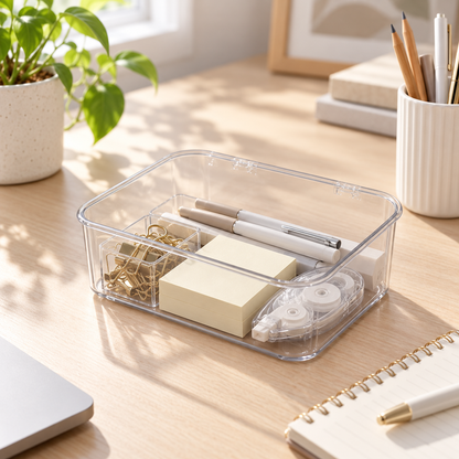 HANDYVARO® Clear Desktop Storage Box with Lid