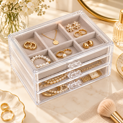 HANDYVARO® Clear Jewelry Drawer Organizer