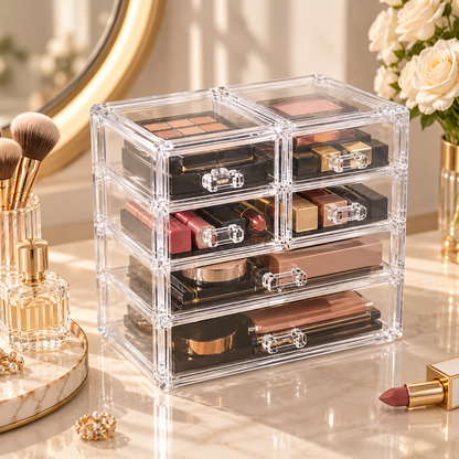 HANDYVARO® Clear Six-Drawer Cosmetics Organizer