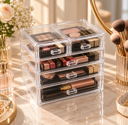 HANDYVARO® Clear Six-Drawer Cosmetics Organizer