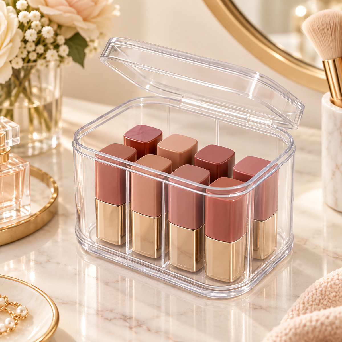 HANDYVARO® Clear Lipstick Storage Box with Lid