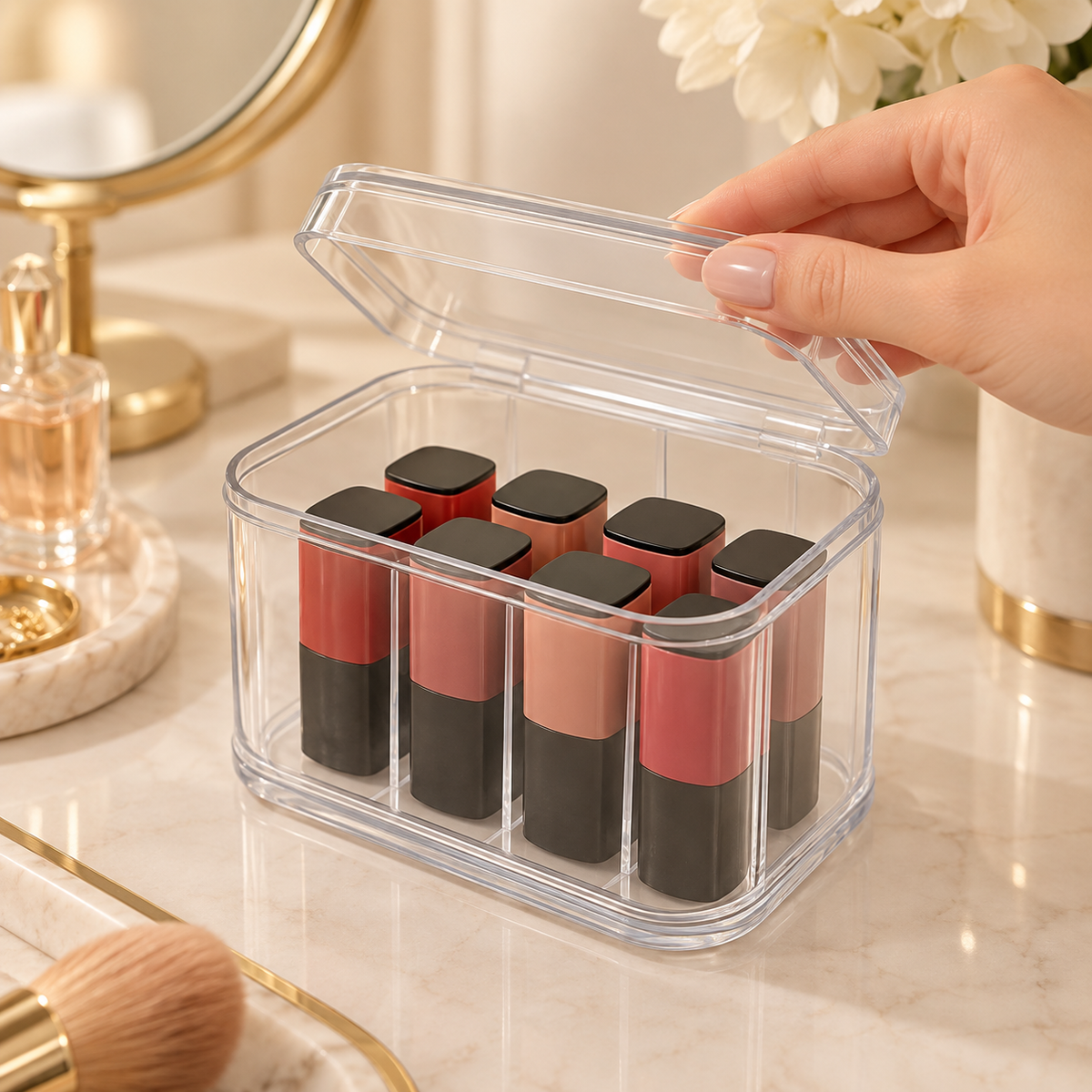 HANDYVARO® Clear Lipstick Storage Box with Lid
