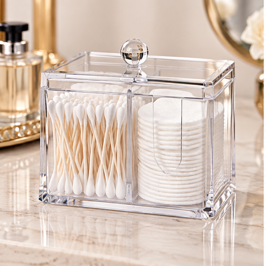 HANDYVARO® Clear Cotton Swab & Pad Organizer