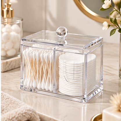 HANDYVARO® Clear Cotton Swab & Pad Organizer
